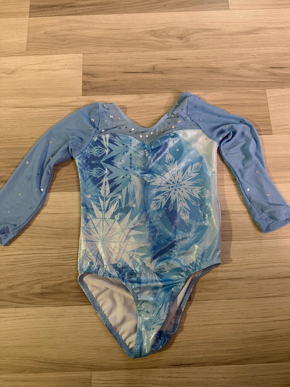 Disney Light Blue Sparkle Snowflake Long-Sleeve Bodysuit